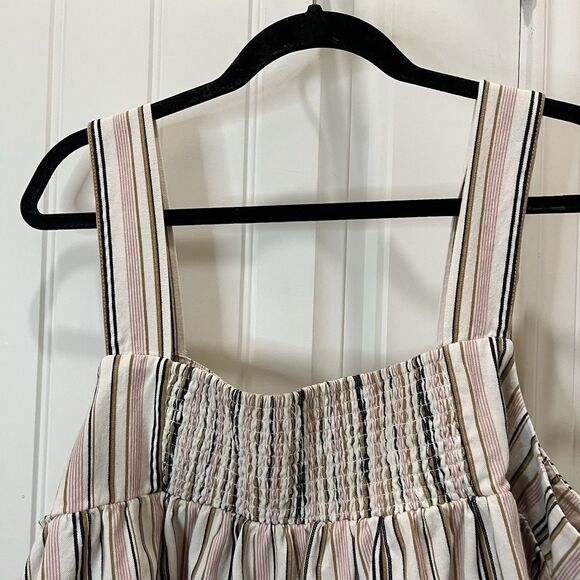 Old Navy Cream Pink Gray Striped Tank Top Crop Smocked Button Up Womens XXL - Picture 7 of 9